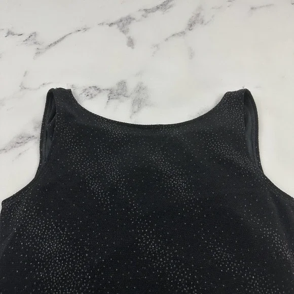 David Wayne Womens Vintage Y2k Slip Dress Size M Black Sparkle Mesh Draped Back